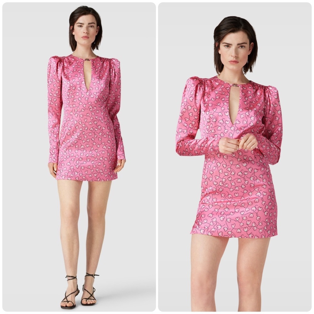 New! Rotate Pink Heart Print Long Sleeve Dress 💗 size 6